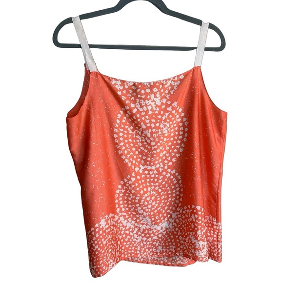 LOFT Printed Sleeveless Top Womens Size L Ribbon Straps Boho‎ Orange - Picture 2 of 6